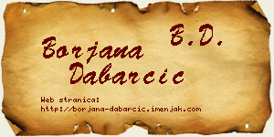Borjana Dabarčić vizit kartica